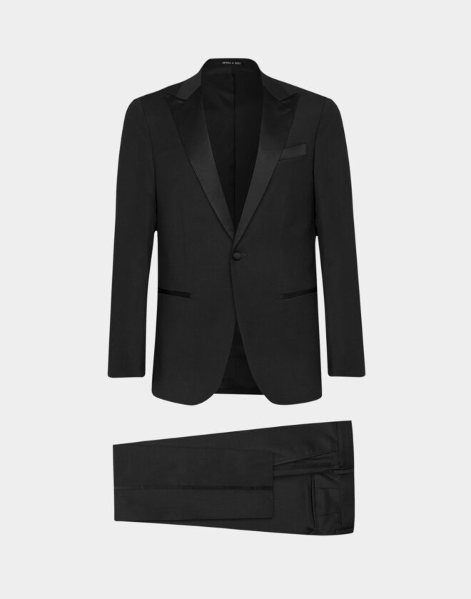Black Venezia Tuxedo with peak lapel