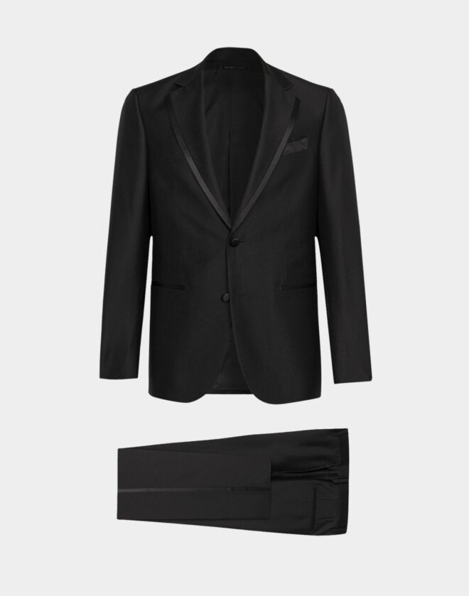 Black Venezia evening suit with classic lapel