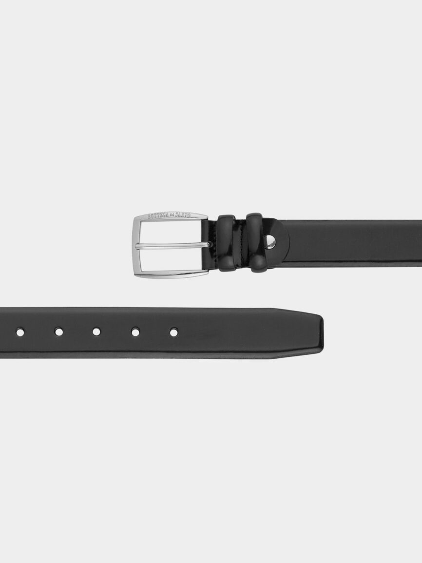 Black glossy leather belt