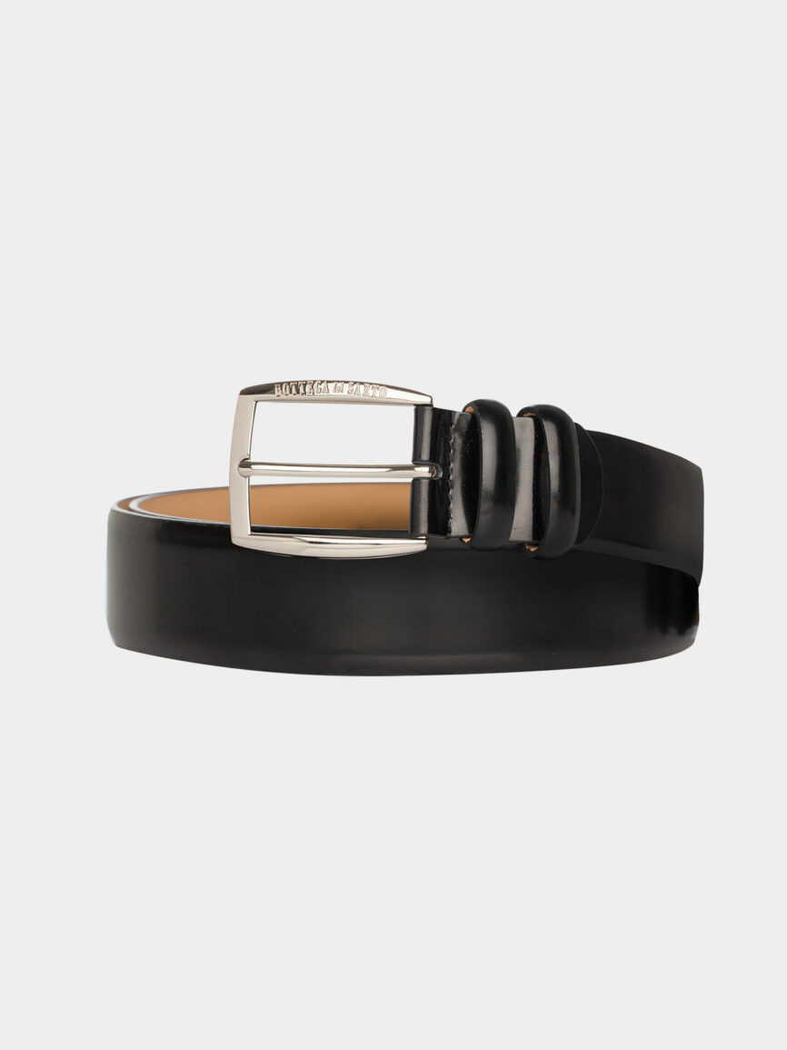 Black glossy leather belt