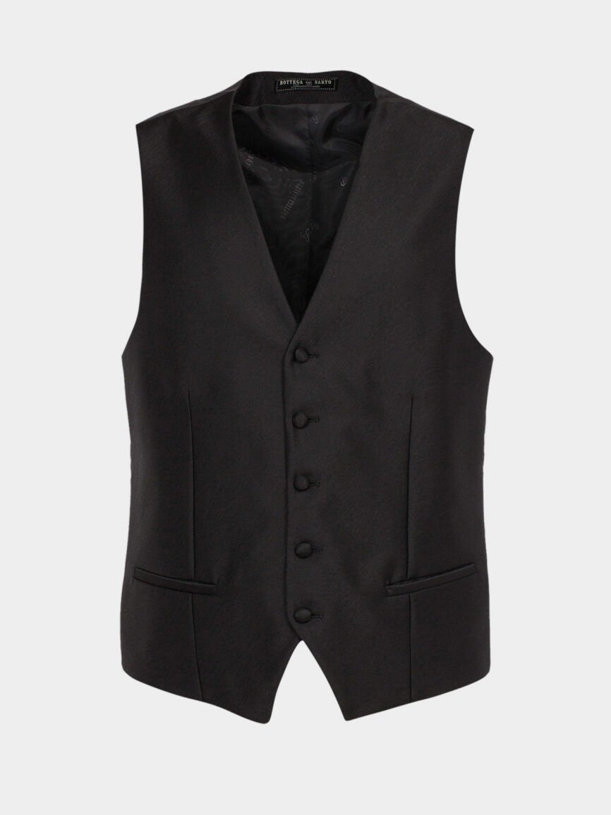 Black jacquard patterned evening waistcoat