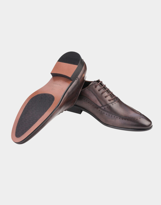 Brown brushed leather derby shoe