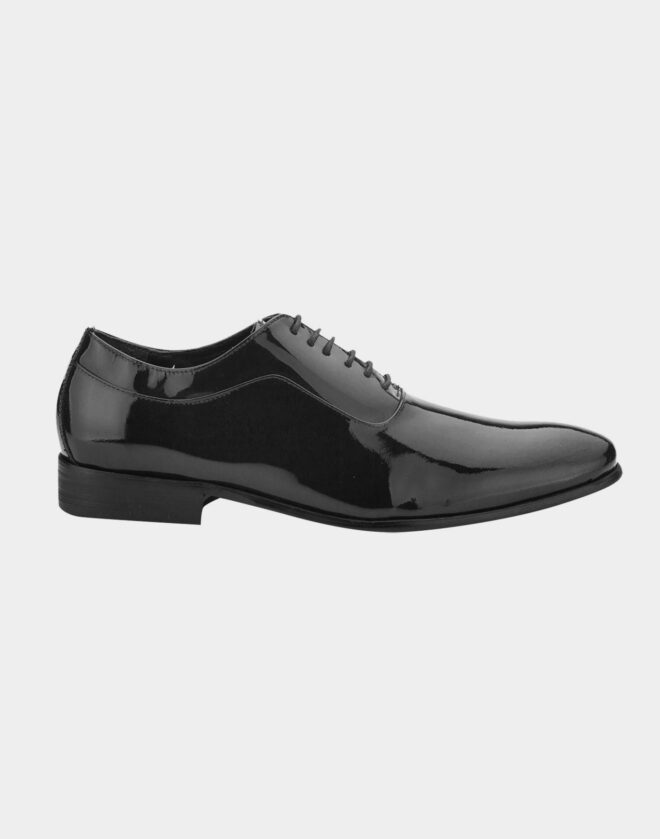 Black machined leather derby shoe