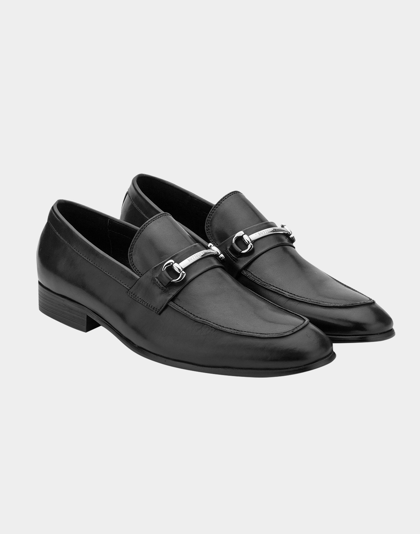 Black Leather Loafers With Strap - Bottega Del Sarto