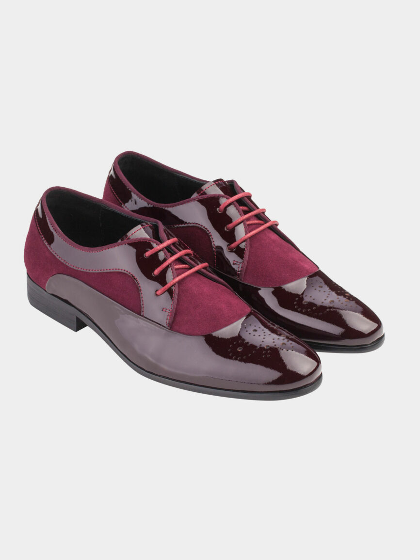 Bordeaux patent leather Tuxedo Derby shoes