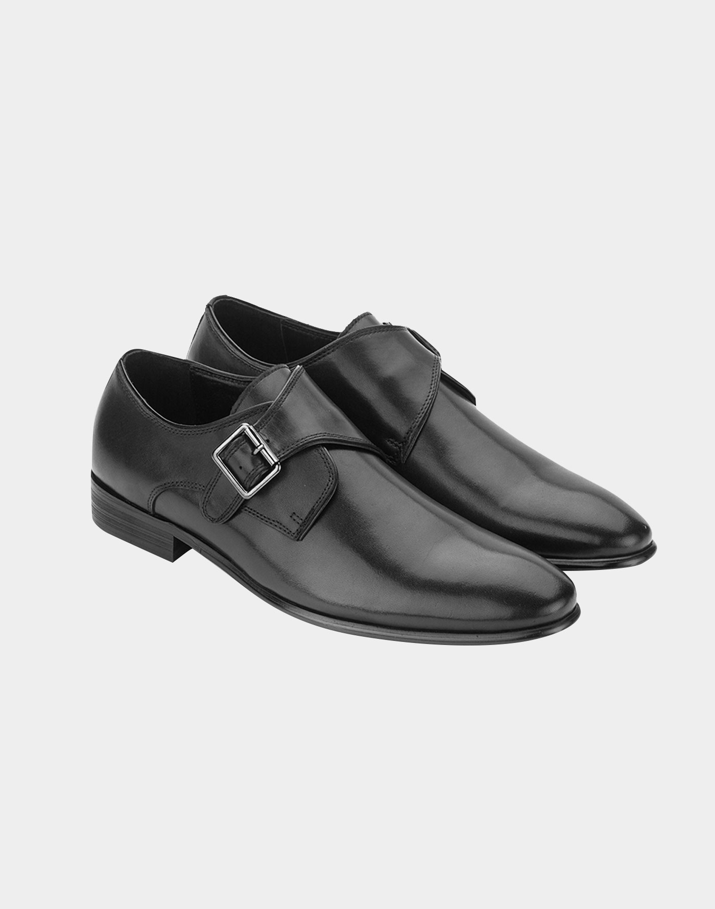 Black Leather One-buckle Monk Strap Shoe - Bottega Del Sarto