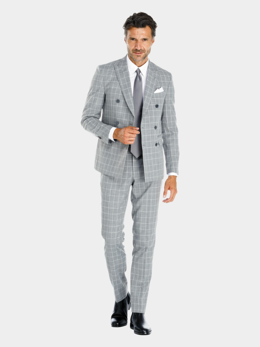 Grey Florence double-breasted checked suit