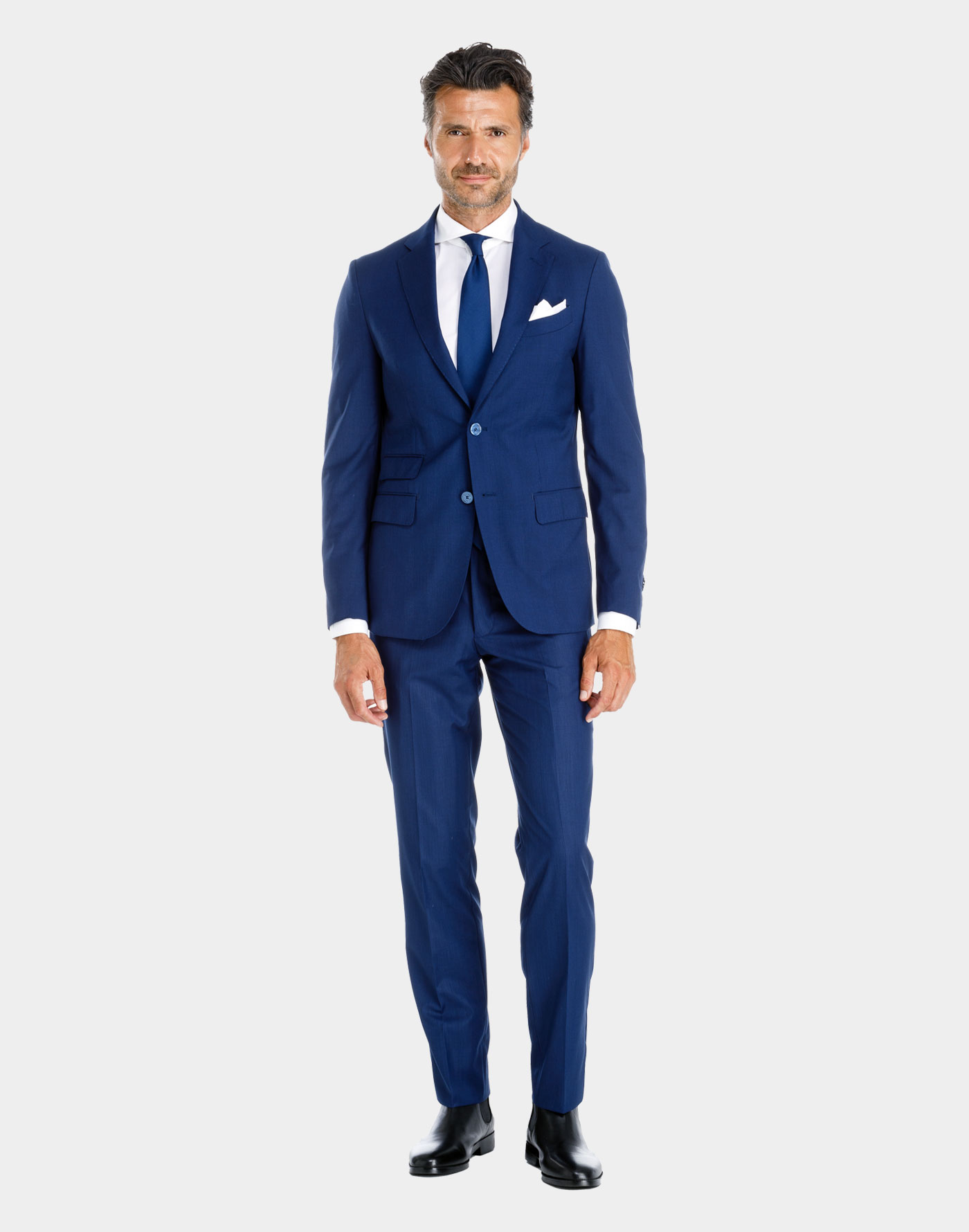 Blue Roma Prince Of Wales Check Suit - Bottega Del Sarto
