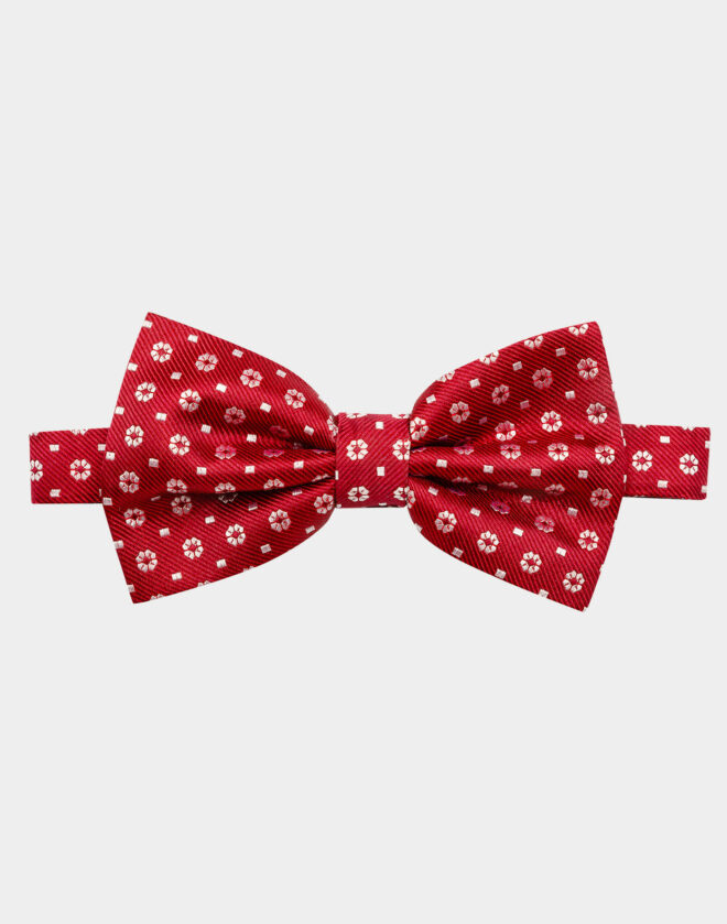 Red silk geometric pattern bow tie