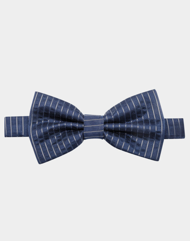 Blue lurex striped silk bow tie