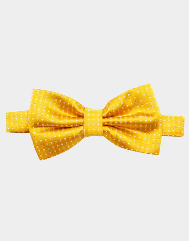 Yellow Silk Polka Dot Bow Tie