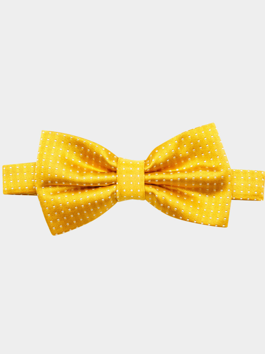 Yellow Silk Polka Dot Bow Tie