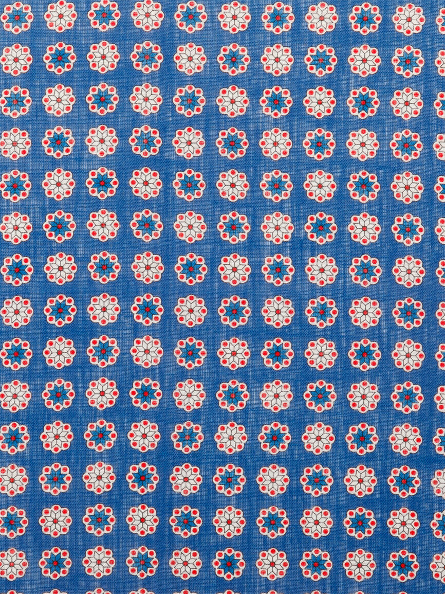 Pochette in lino con motivo geometrico blu
