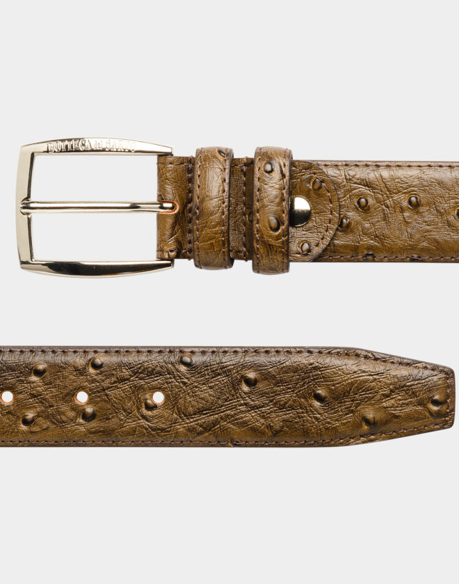 Brown hammered leather belt