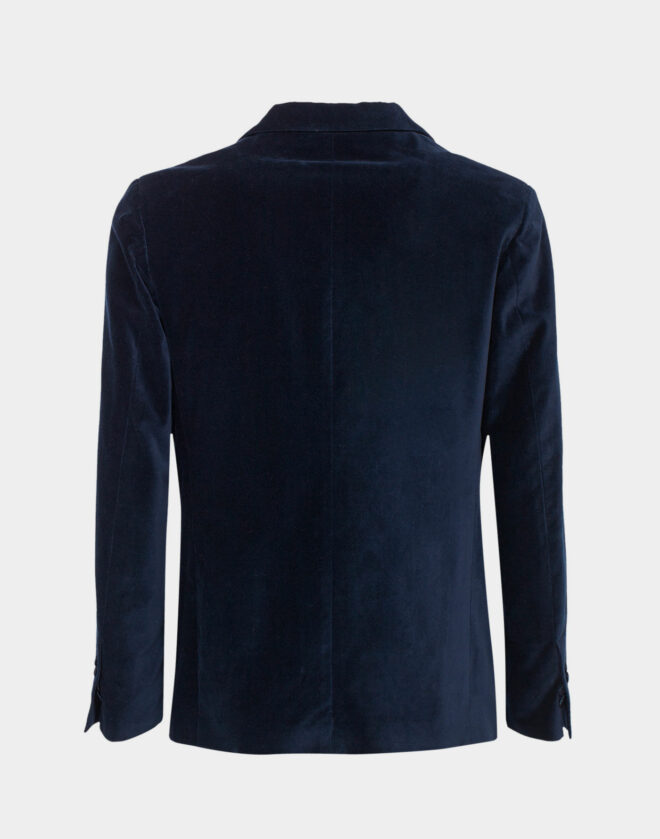 Plain blue velvet tailored jacket