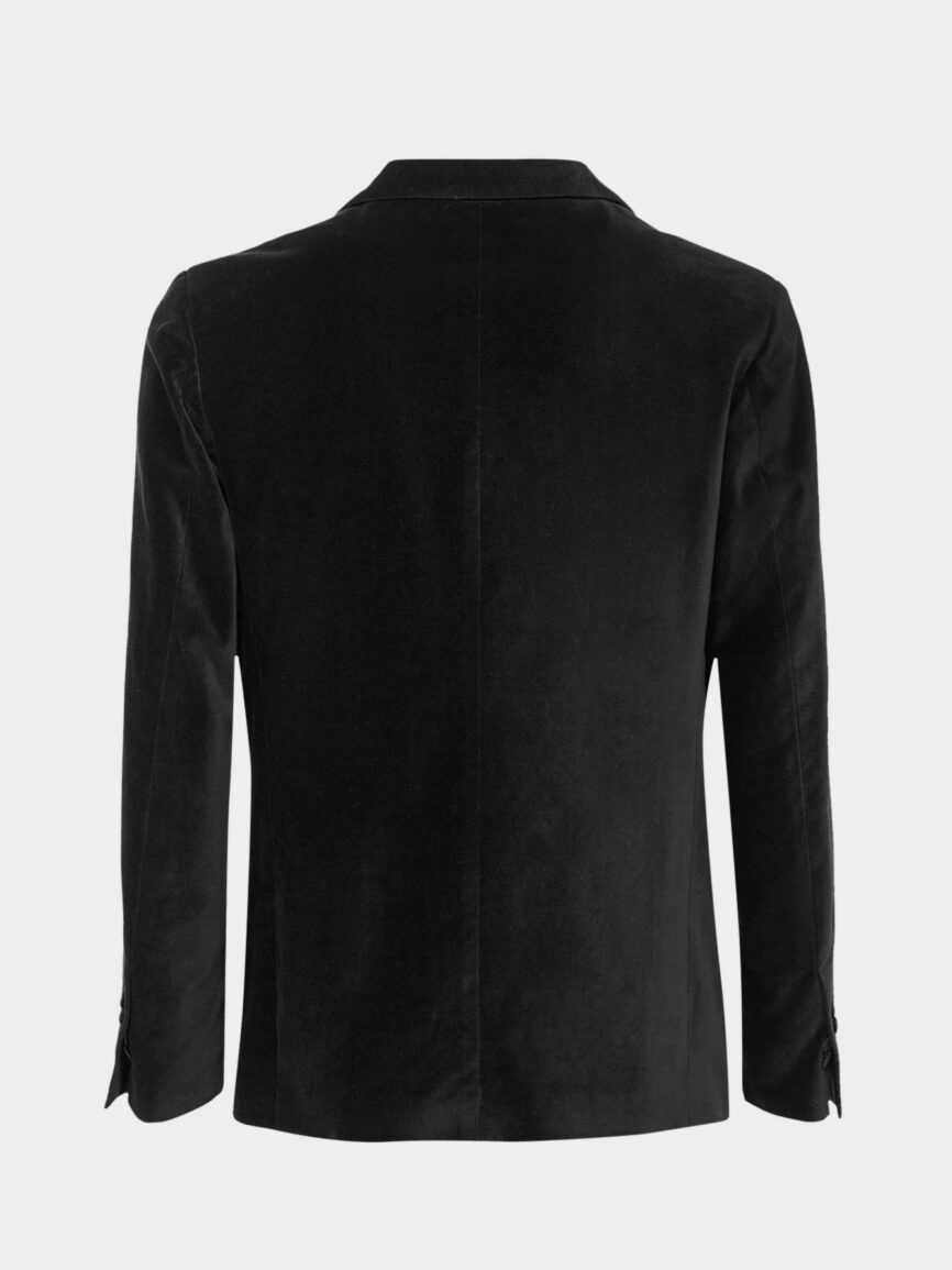Plain black velvet tailored jacket