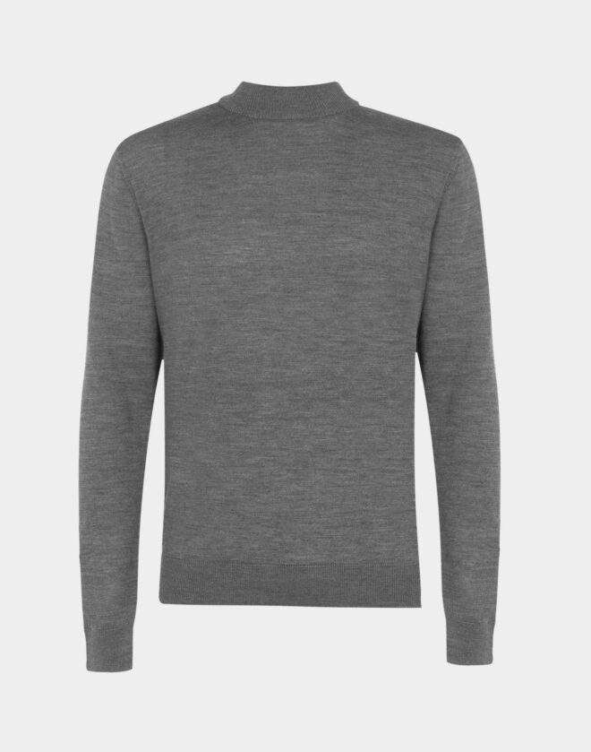 Grey Italian extra-fine merino wool crew-neck sweater