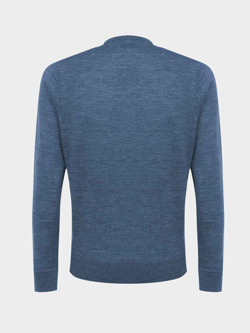 Light blue italian extra-fine merino wool crew-neck sweater