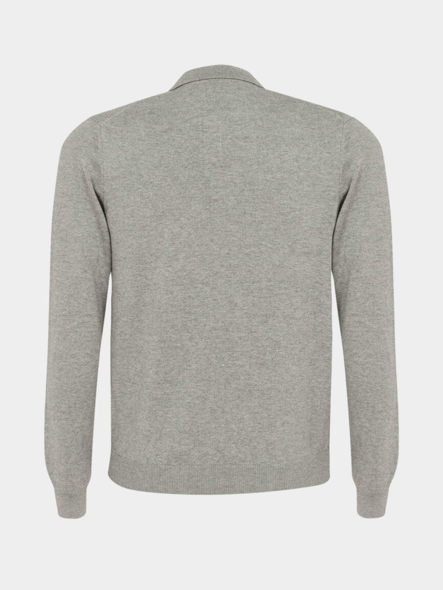 Light gray cotton-cashmere disegan polo shirt