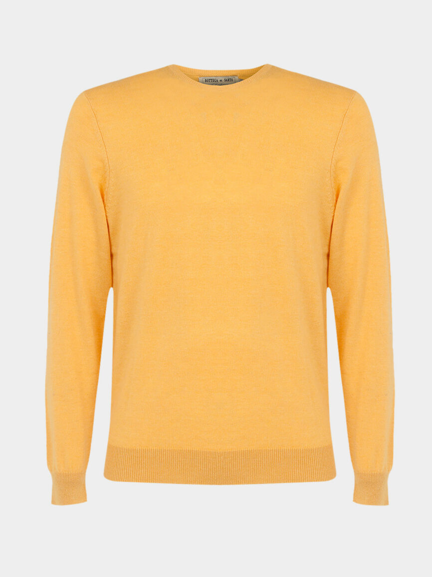 Yellow cashmere blend crew-neck pullover