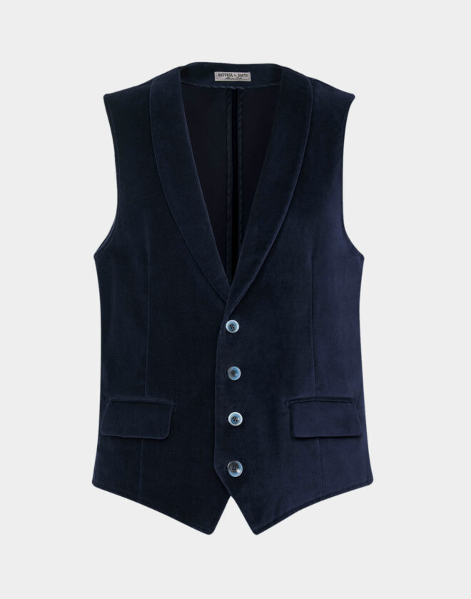 Blue velvet tailored vest