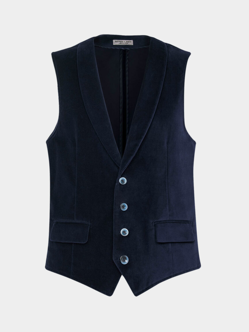 Blue velvet tailored vest