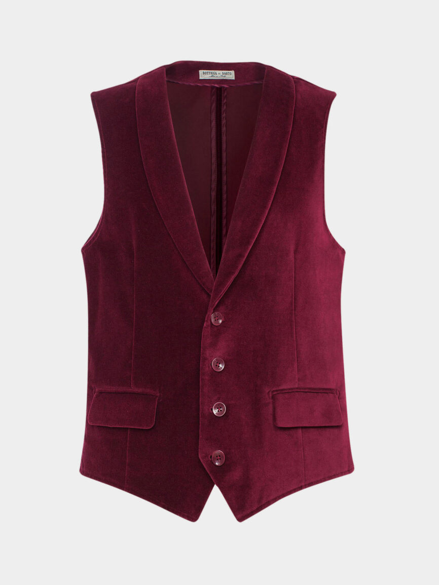 Red velvet tailored vest