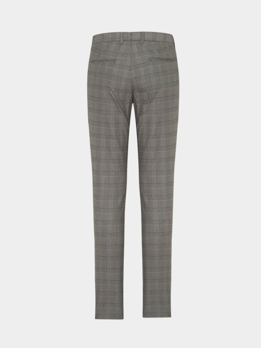 Semi-classic printed cotton pants with galles pattern on gray