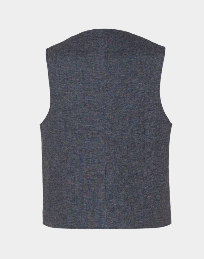 Printed cotton tailored vest with micro pattern on gray