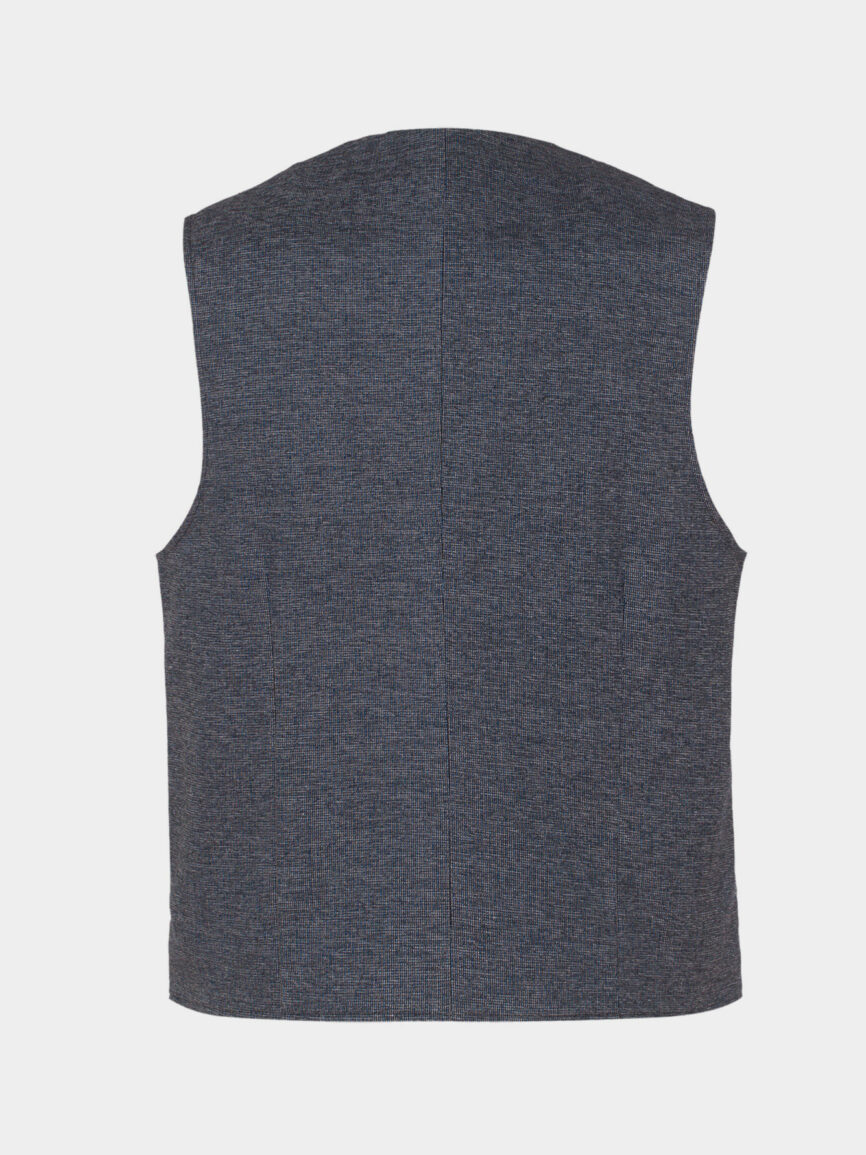 Printed cotton tailored vest with micro pattern on gray