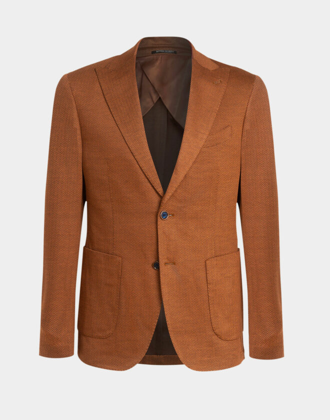 Orange cotton jersey herringbone Milano blazer