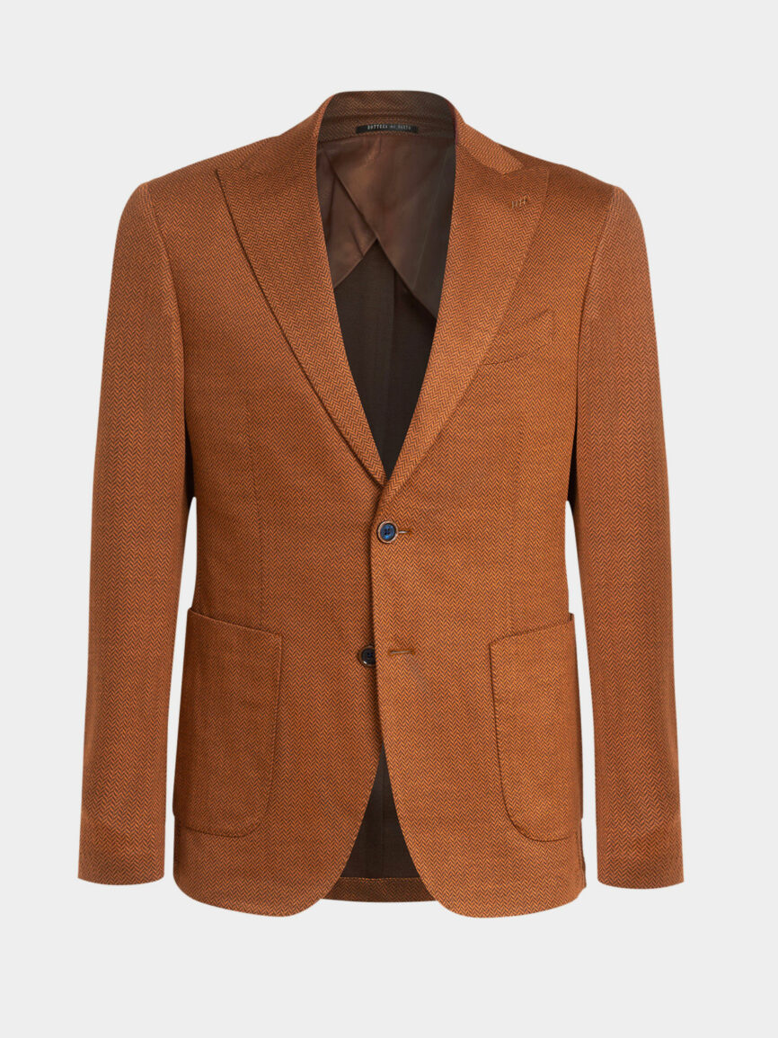 Giacca Milano monopetto in jersey di cotone con disegno spinato arancio