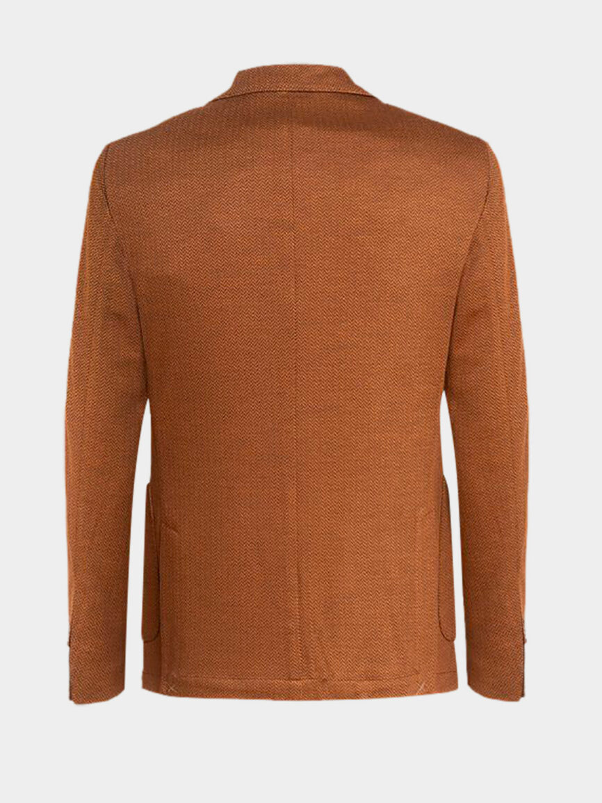 Giacca Milano monopetto in jersey di cotone con disegno spinato arancio