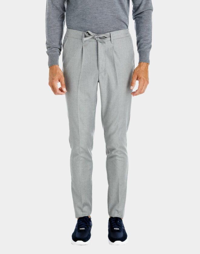 Drawstring cotton jersey trousers with Light Grey diagonal pattern