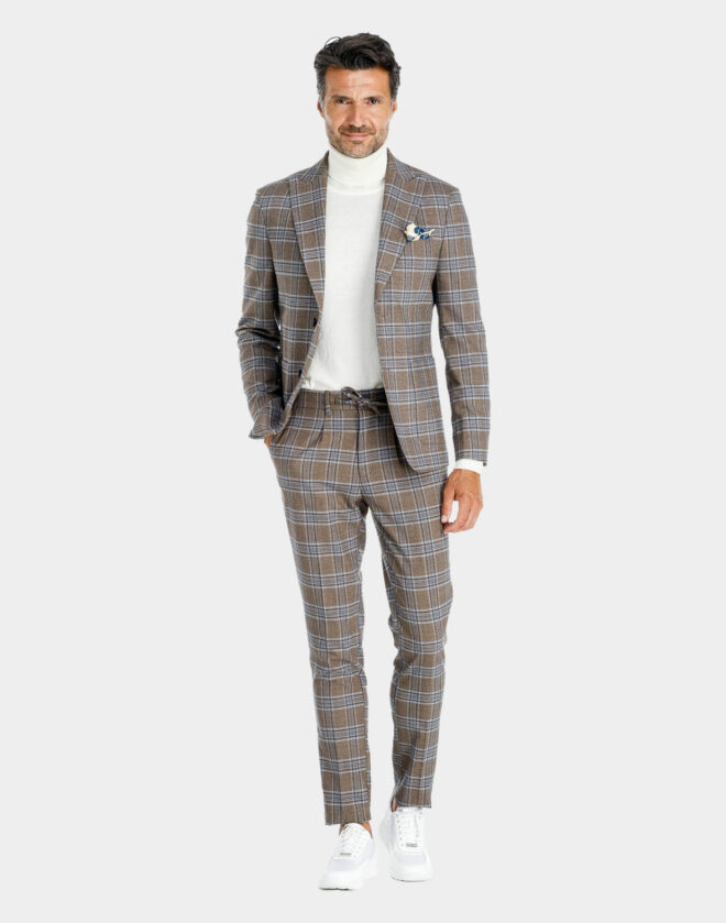 Suits Brown cotton jersey checked Milano blazer