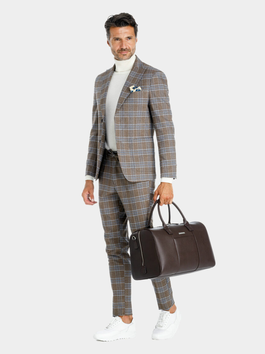 Suits Brown cotton jersey checked Milano blazer
