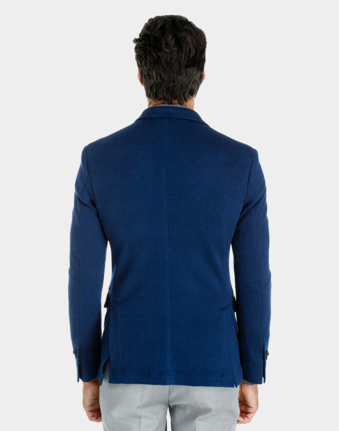 Blue cotton jersey prince of wales Milano blazer