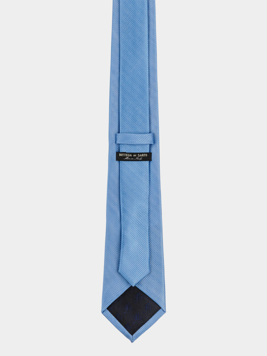 Light blue silk striped tie with Mogador pattern