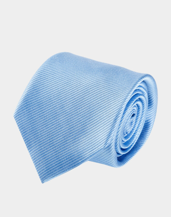 Light blue silk striped tie with Mogador pattern
