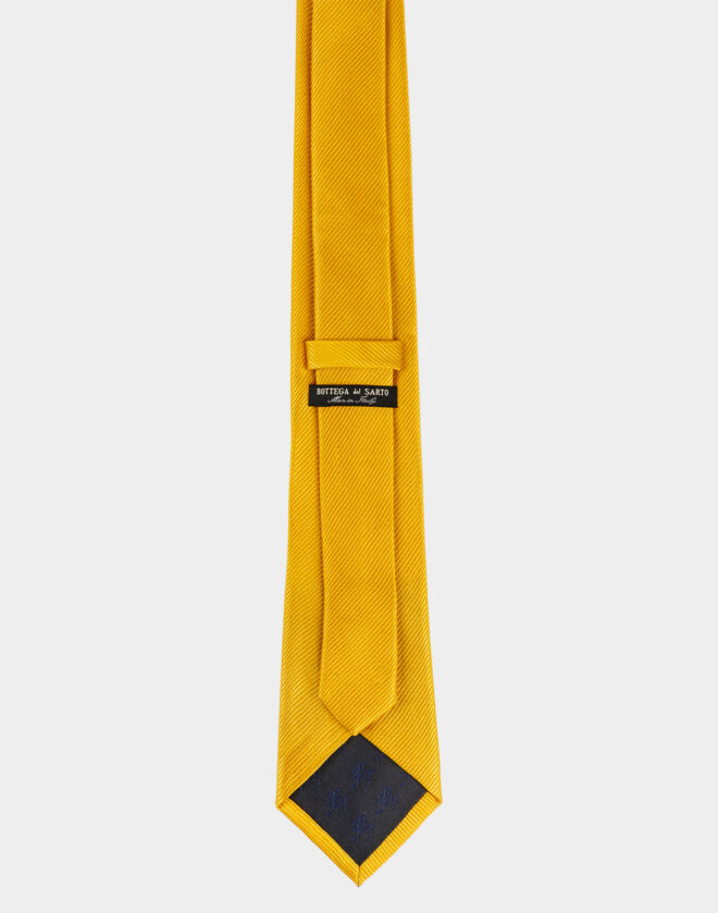 Cravatta a righe in seta gialla con fantasia Mogador
