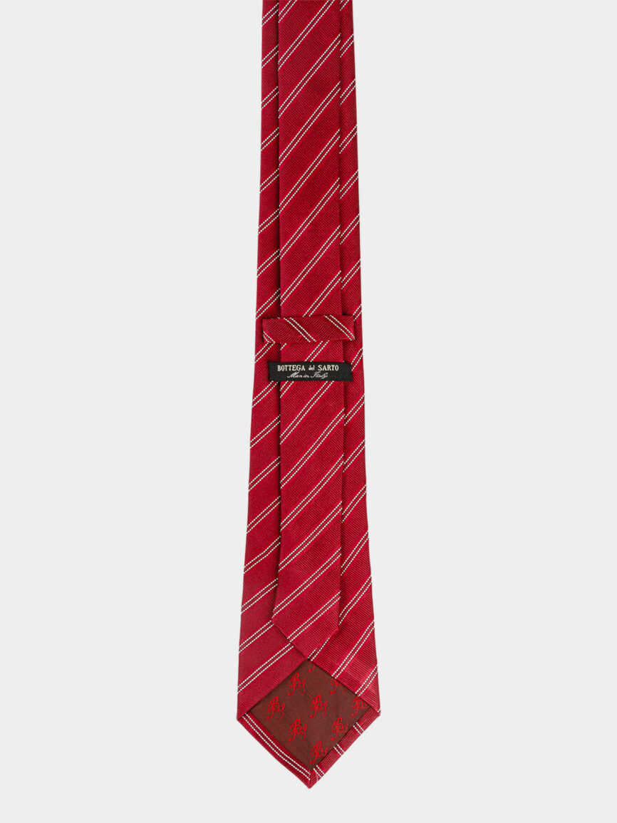 Red silk tie with Regimental pattern