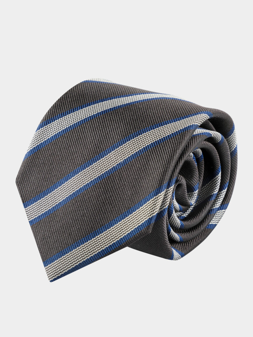 Dark gray silk tie with Regimental pattern