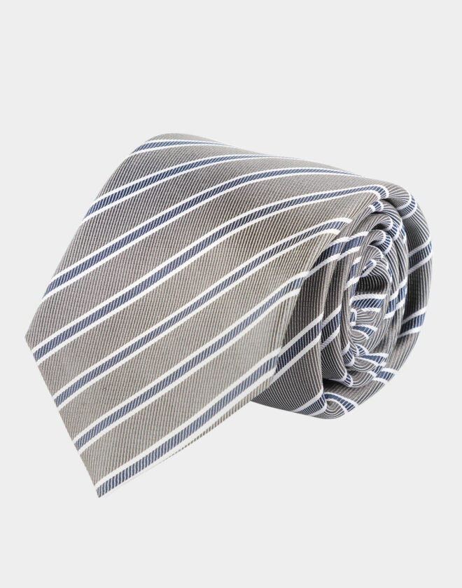 Light gray silk tie with Regimental pattern