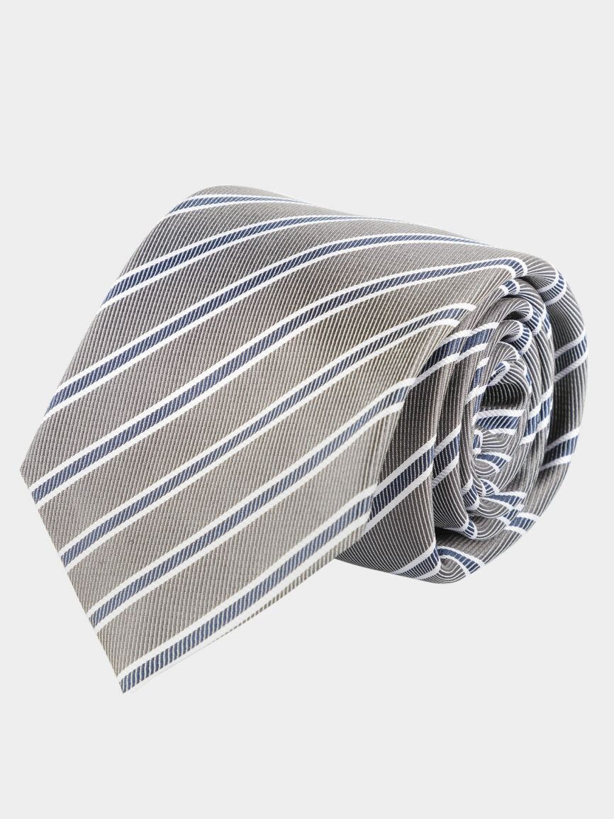 Light gray silk tie with Regimental pattern