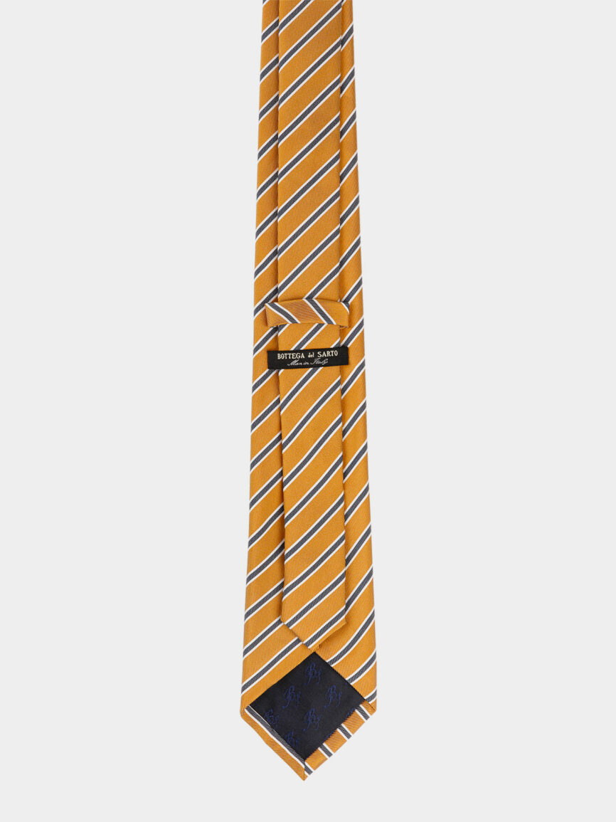 Yellow silk tie with Regimental pattern