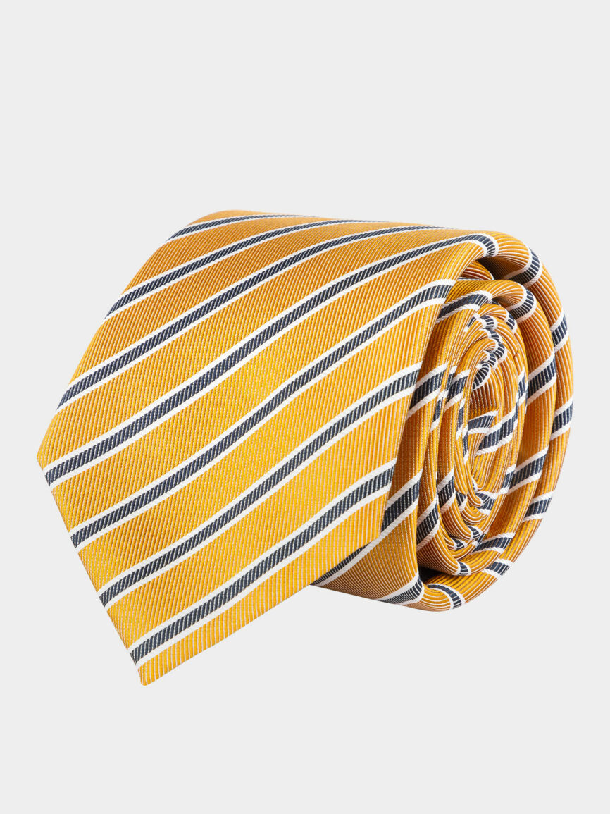Yellow silk tie with Regimental pattern