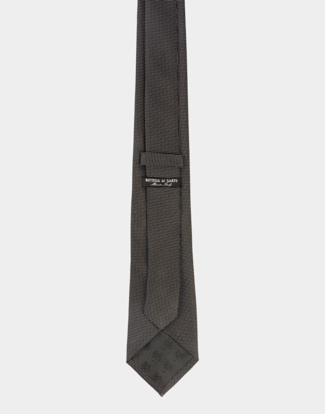 Cravatta in seta grigio scuro con motivo a pois
