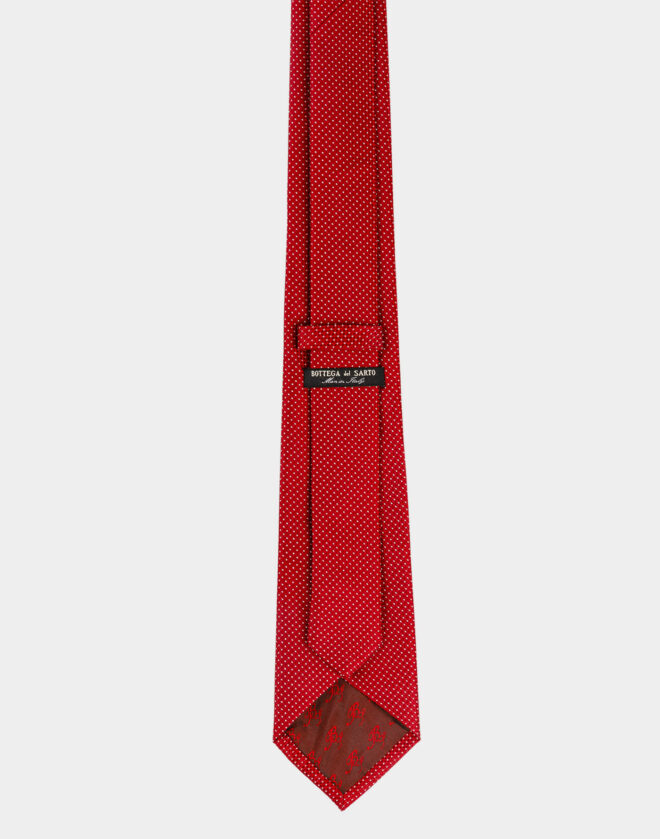 Red silk tie with pin-point pattern