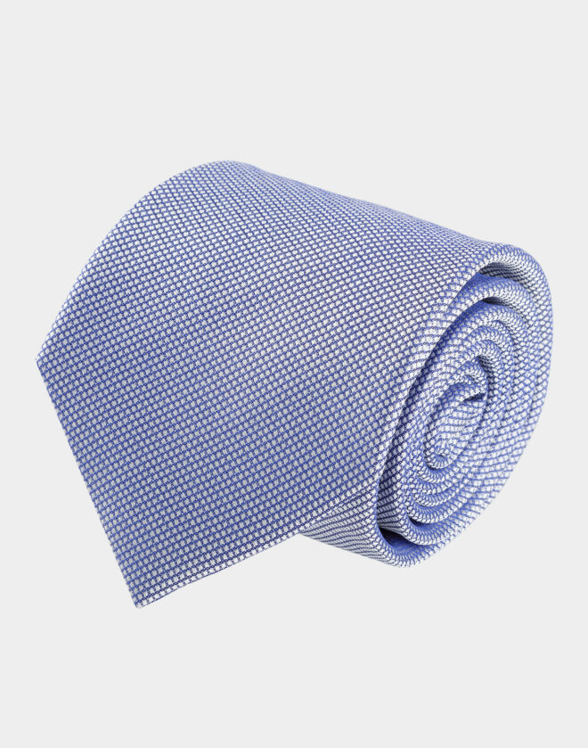 Light blue silk tie with micro patterning
