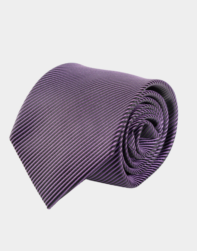 Cravatta in seta viola con fantasia Regimental stretta